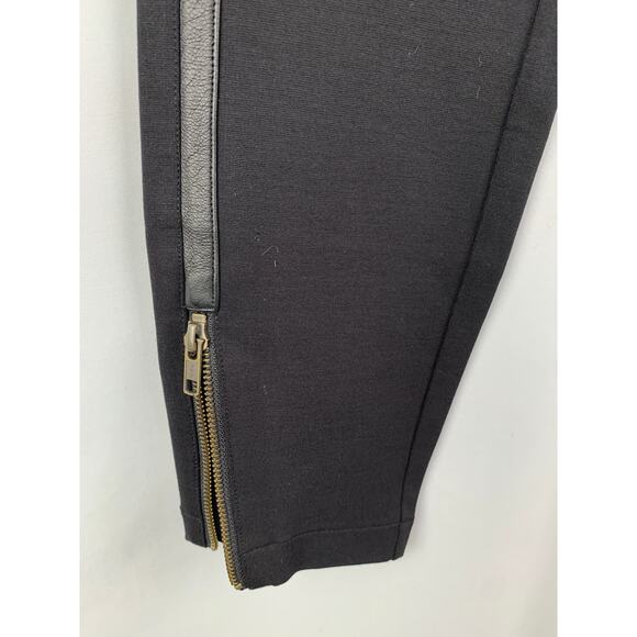 J. Crew Black Pixie Pant With Leather Stripe And Ankle Zipper. Women's Size 6 - Picture 8 of 10